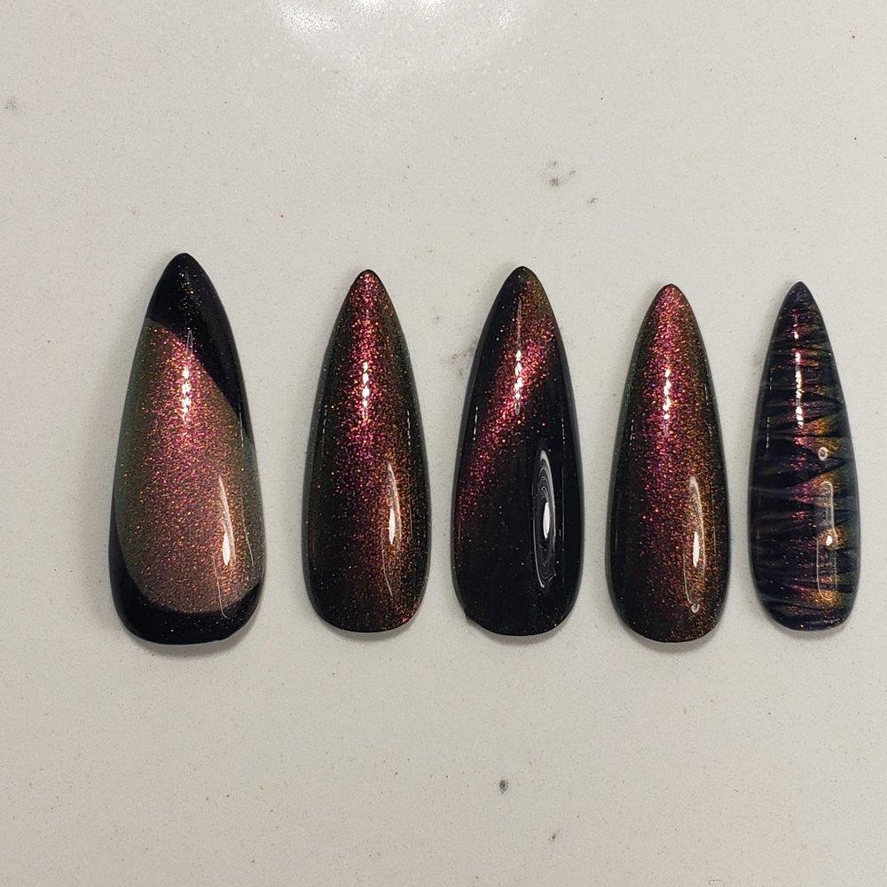 Color shift Custom Gel Press on Nails fake nails Handmade 20pc set pink orange